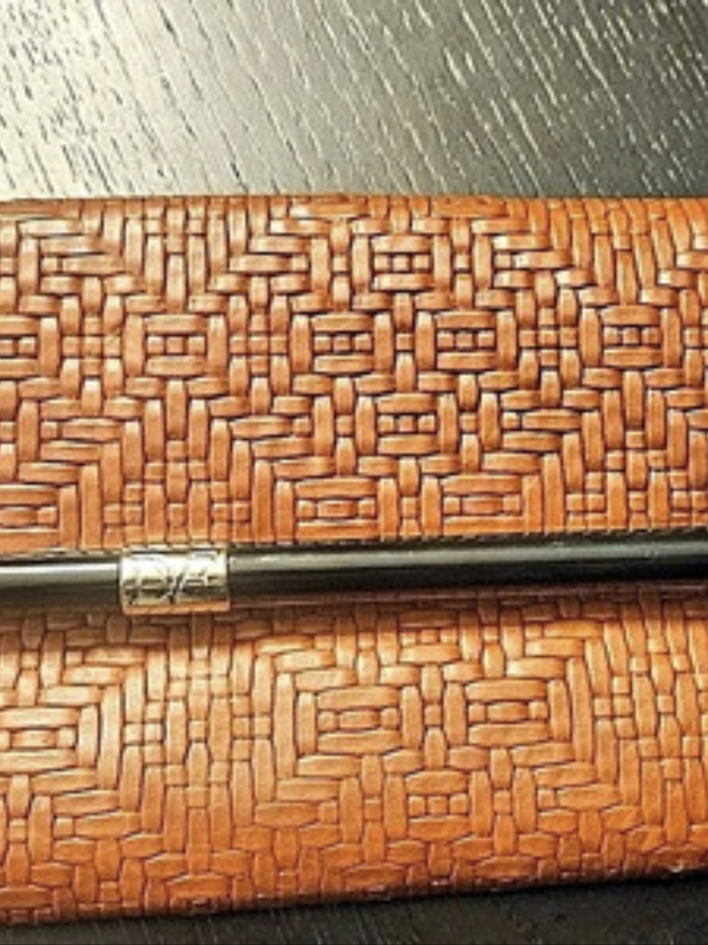 NWT Diane von Furstenberg 440 Leather Woven Envelope Clutch Bag Brown